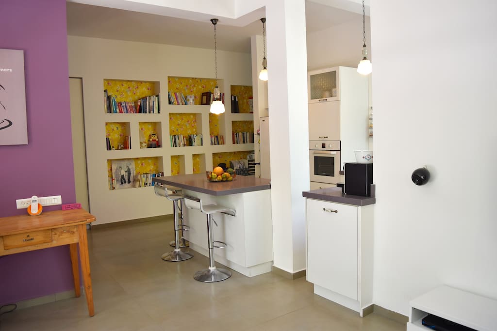 A view from the living room to the kitchen