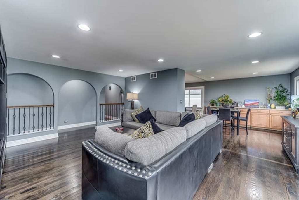 Living room with 70In LCD TV