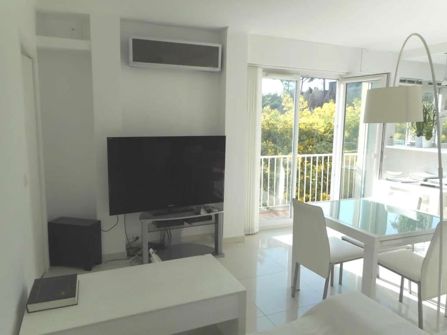 Large open plan lounge with a balcony