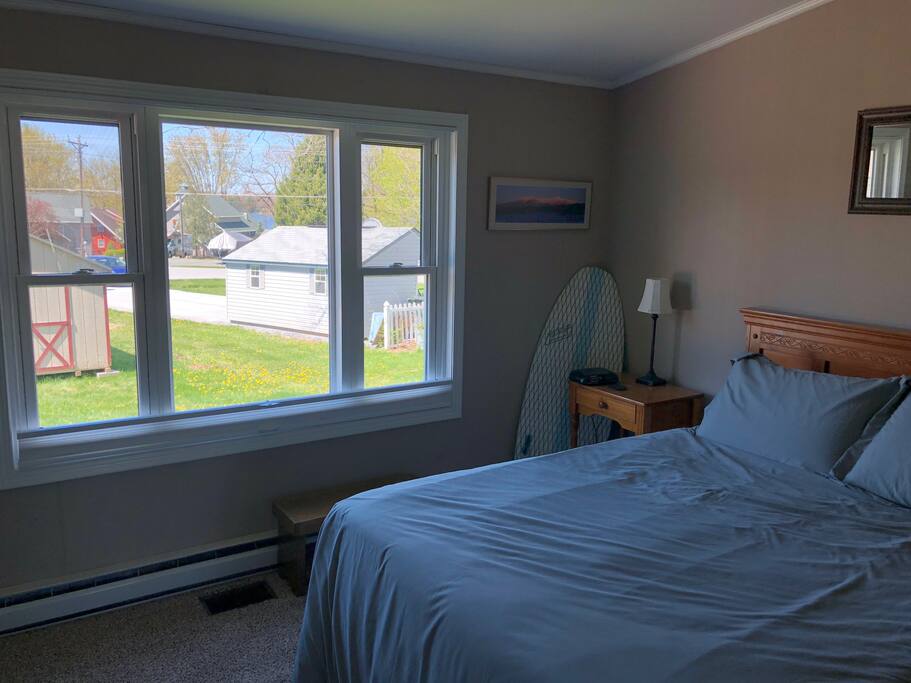 Lake Views from the master bedroom with a private bathroom, his/her sink.