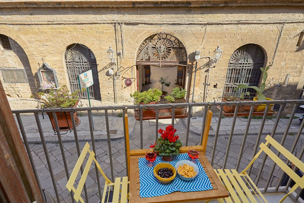 Romantic balcony in front of Spasimo Church