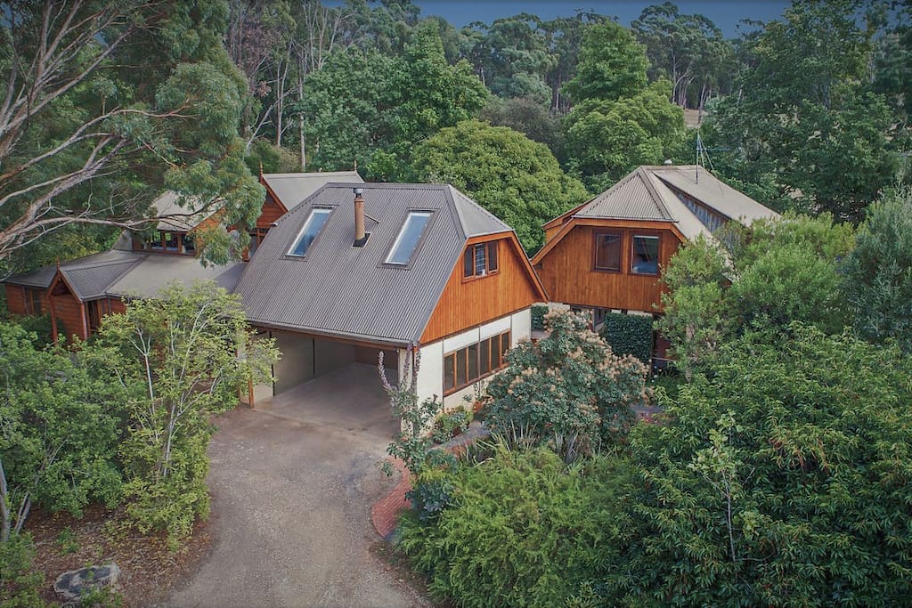 Aerial view of Mandala bnb with Studio Loft in forefront