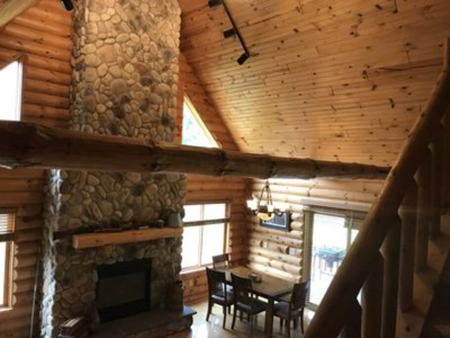 View going up from the loft! The Fireplace will keep you warm!