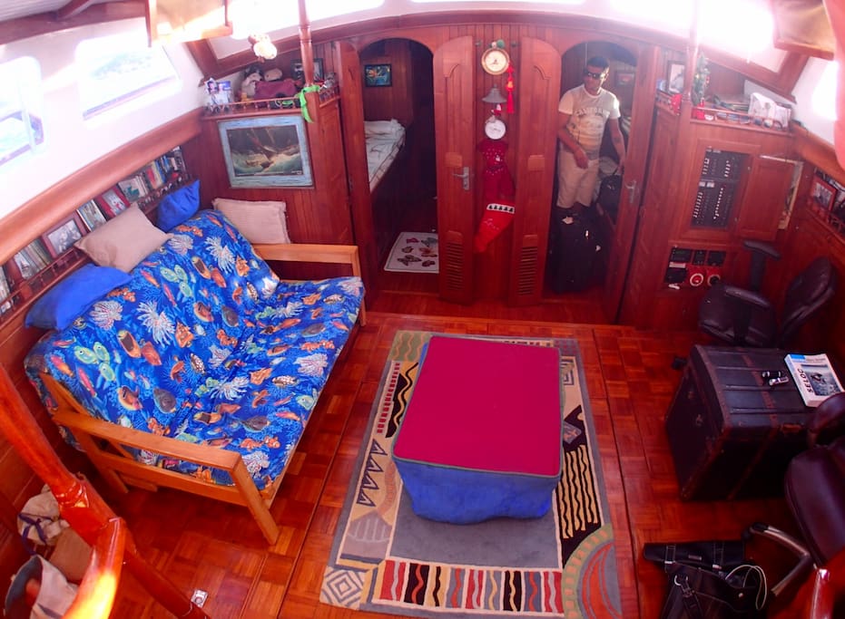 Main Saloon forward to the guest cabins.