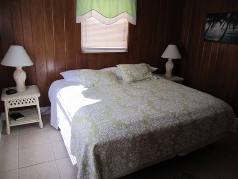 King size bed in separate bedroom