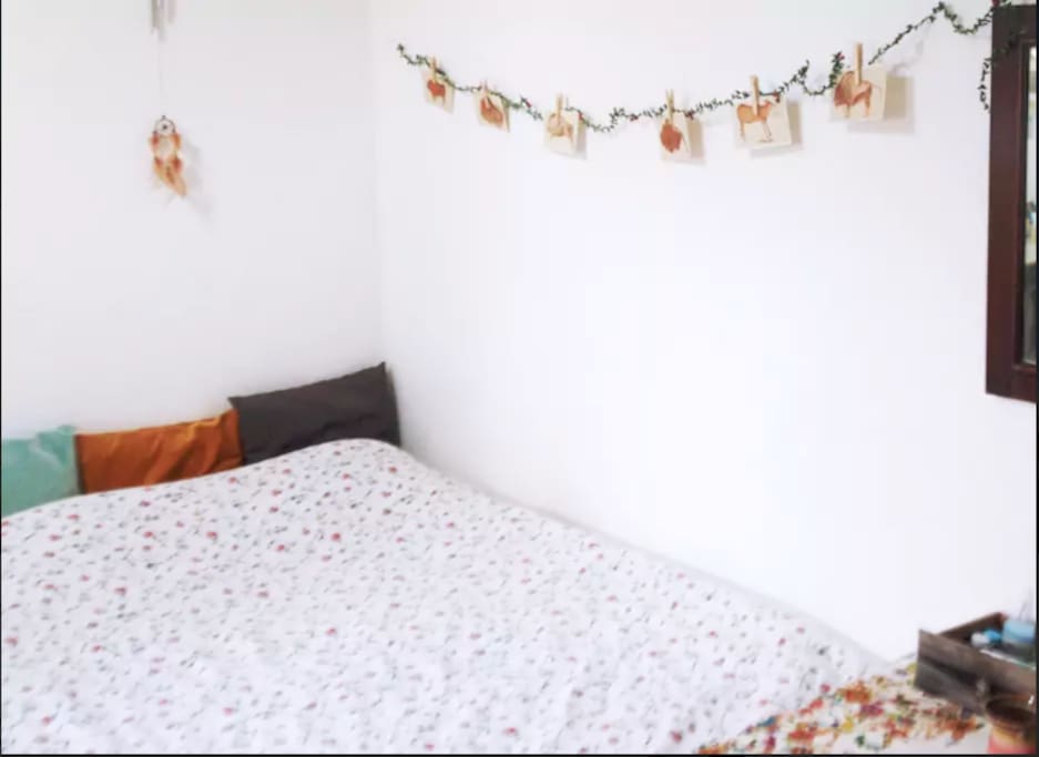 The bed (with dreamcatcher! :)