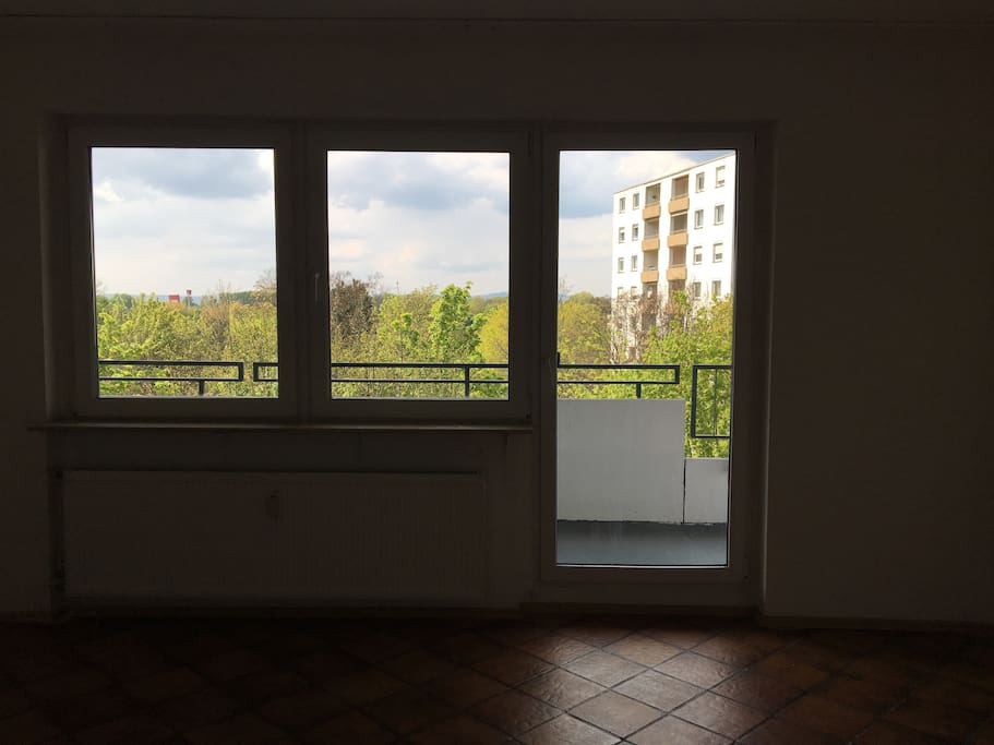 View from living room. On a clear day, Taunus mountains are visible at distance.