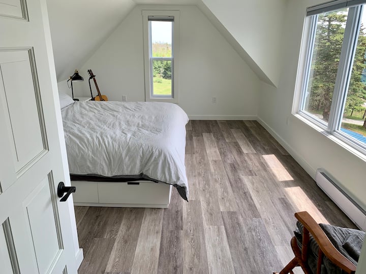 Master bedroom with king bed and fantastic view.