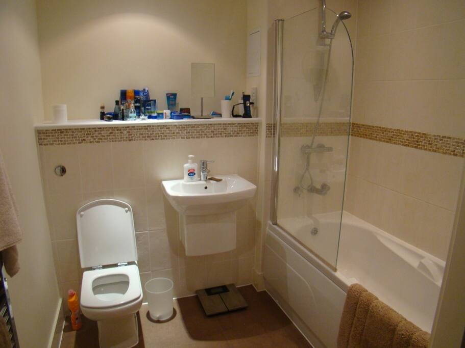 Bath and shower, toiletries provided
