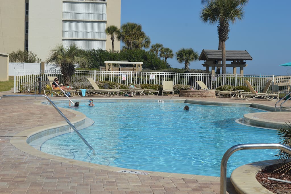 The pool is beach front.