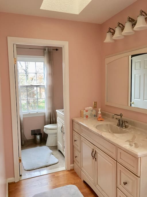 Spotless Bathroom with two sinks