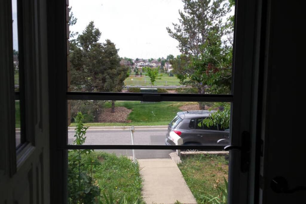 Front door view, look for green doors