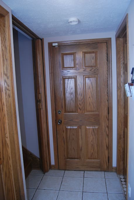 The entry way you will be using and the stairs going up to the room.