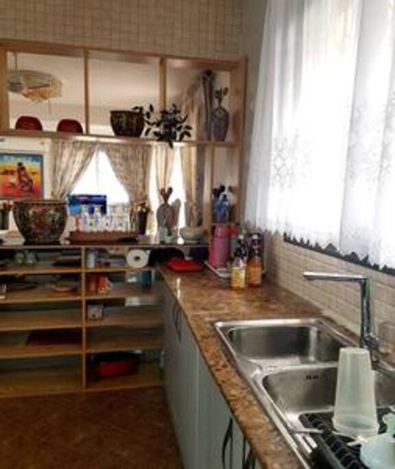 Kitchen is also open plan