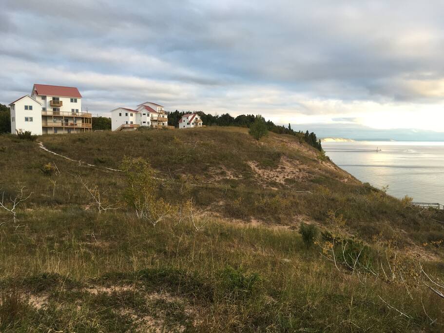 View of Lake Bluff Preserve Cottages from North Bluff-Maple far right