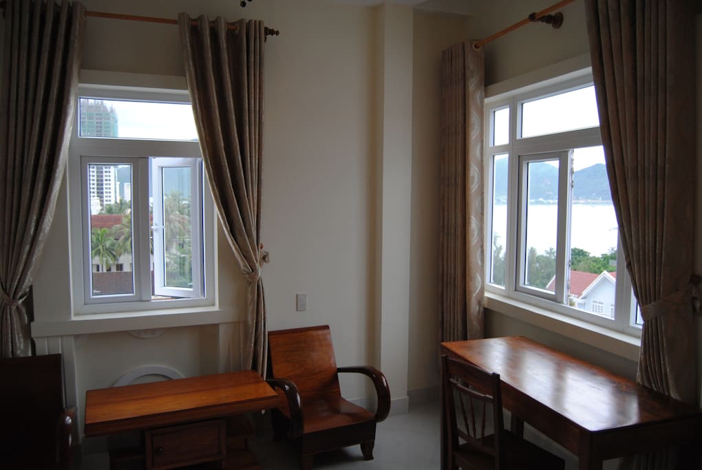 Ocean view from every window in living room