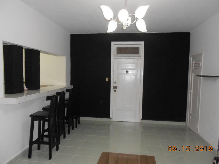 puerta de entrada y barra comedor