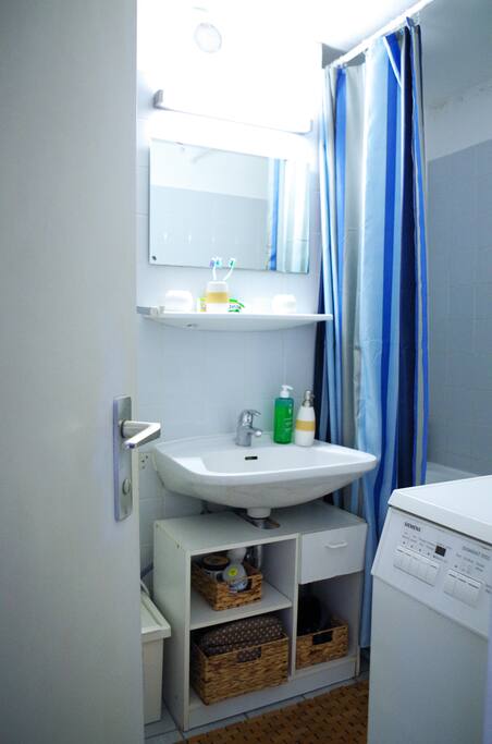 There will be soap, hair dryer, and washing machine for you to use.
