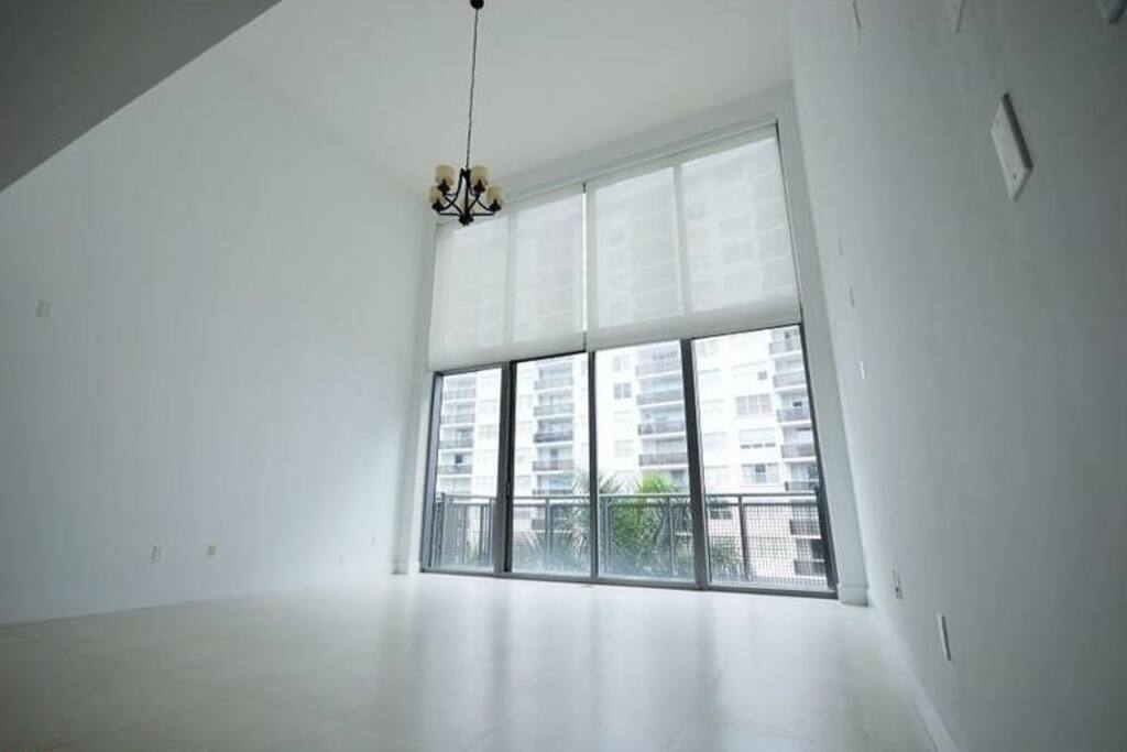 Living room with high ceilings