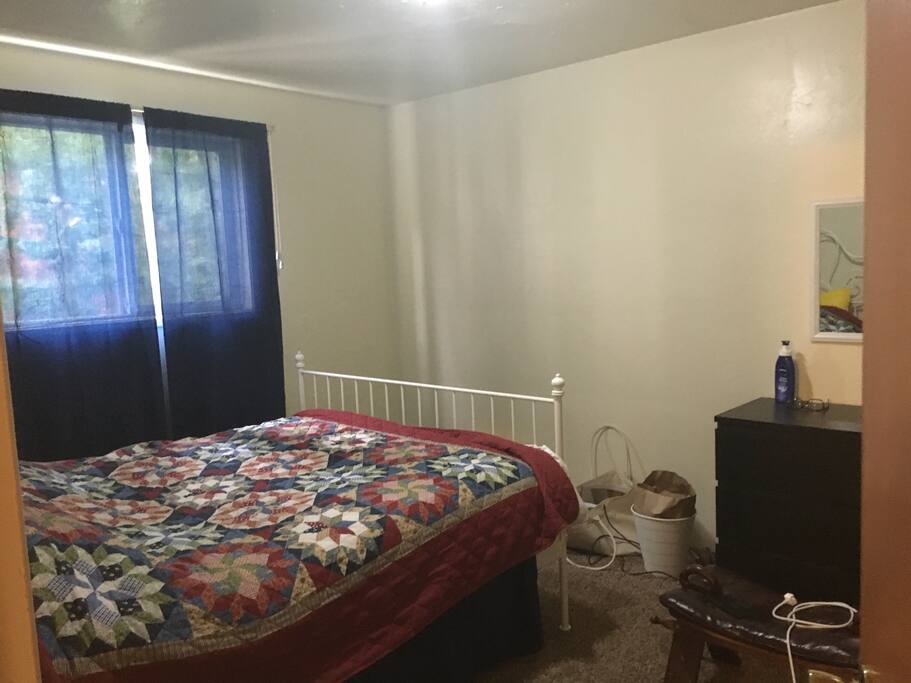 A queen size bed.
