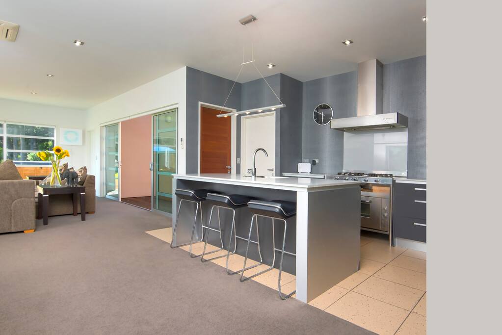Open plan kitchen, dining and living area. Great for entertaining plenty of outdoor indoor flow.