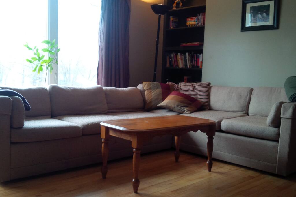 Comfy sectional - a perfect nap spot for even the tallest folks.