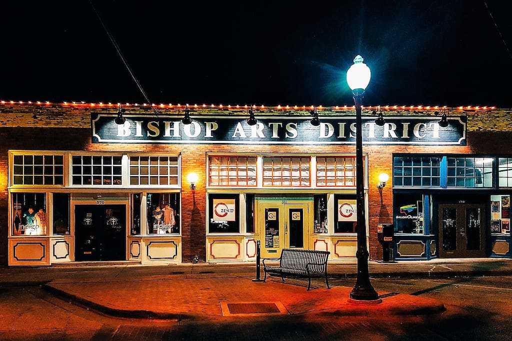 Bishop Arts District less than 1 mile from your front door. It is home to over 60 Independent boutiques, restaurants, bars, coffee shops, theaters and art galleries.