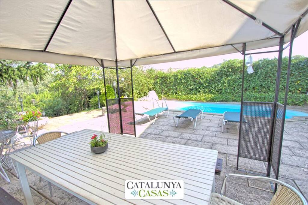 Swimming pool and dining table