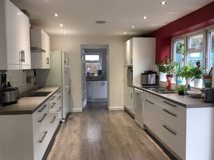 Kitchen/diner with dishwasher and large fridge