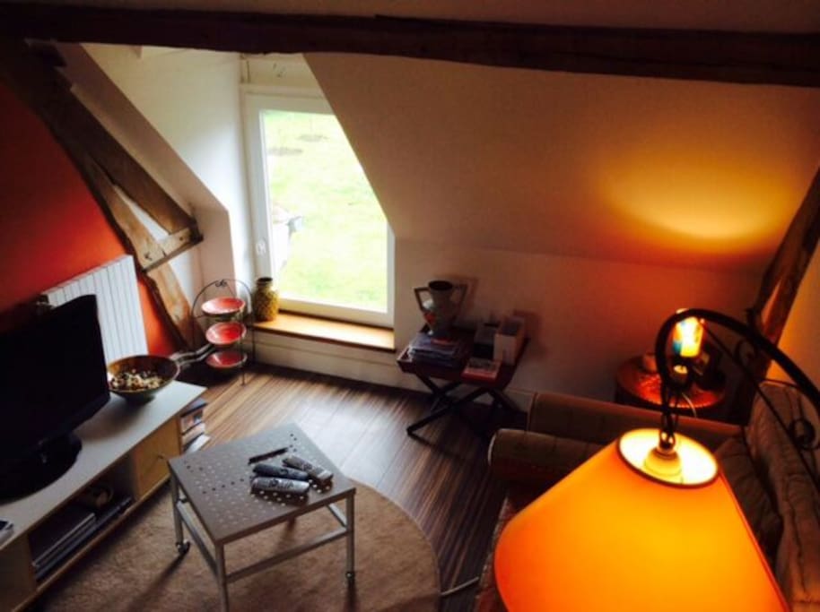 chambre 2 d'appoint mansardée avec vue sur forêt