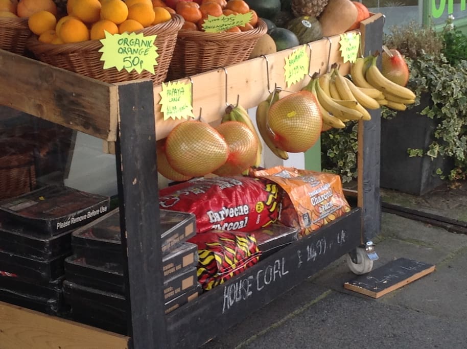 Organic fruit and veg in the shop below