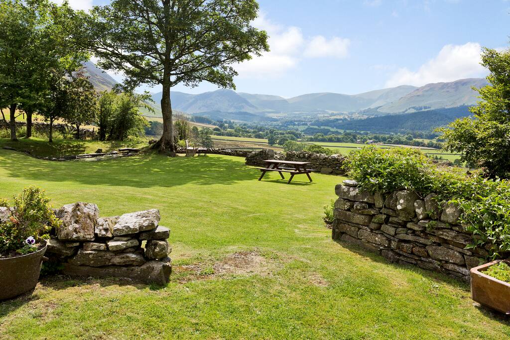 This is your view from the garden and the patio - looking down the Lorton valley.