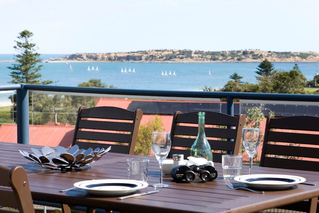 large entertaining deck with ocean veiws