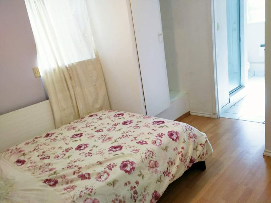 double bed with closet