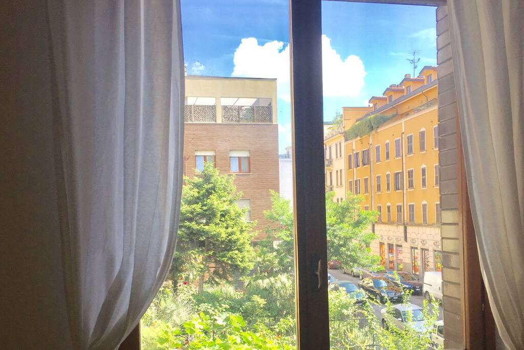 Window living room with garden view