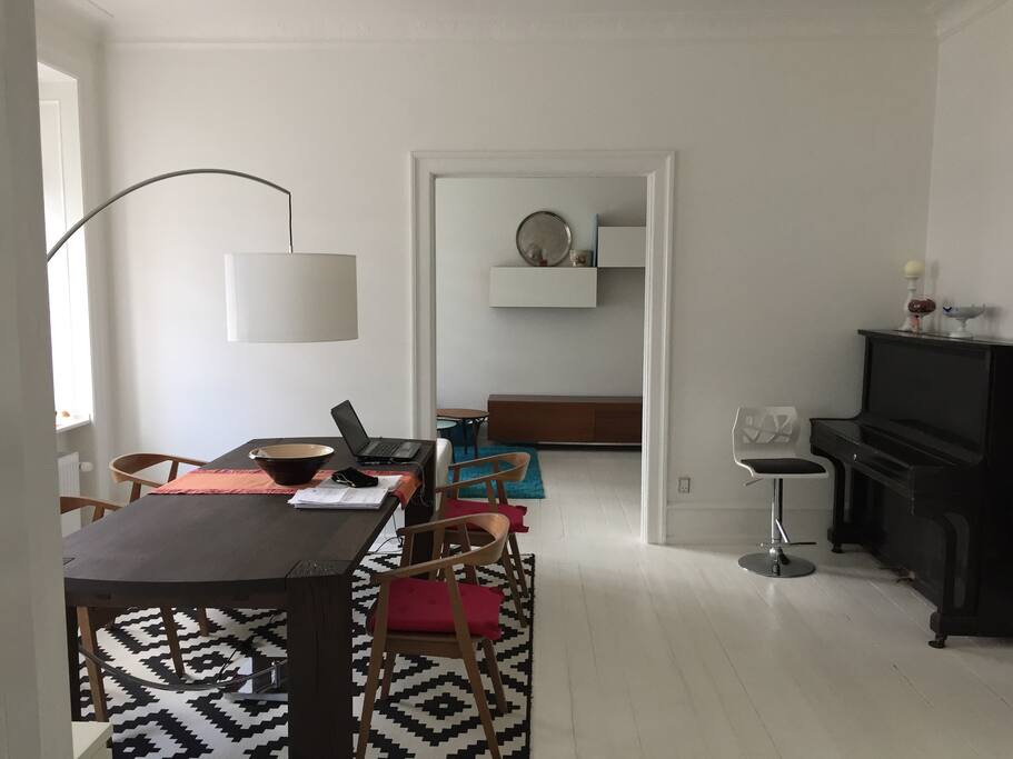 view from the dining room to the living room