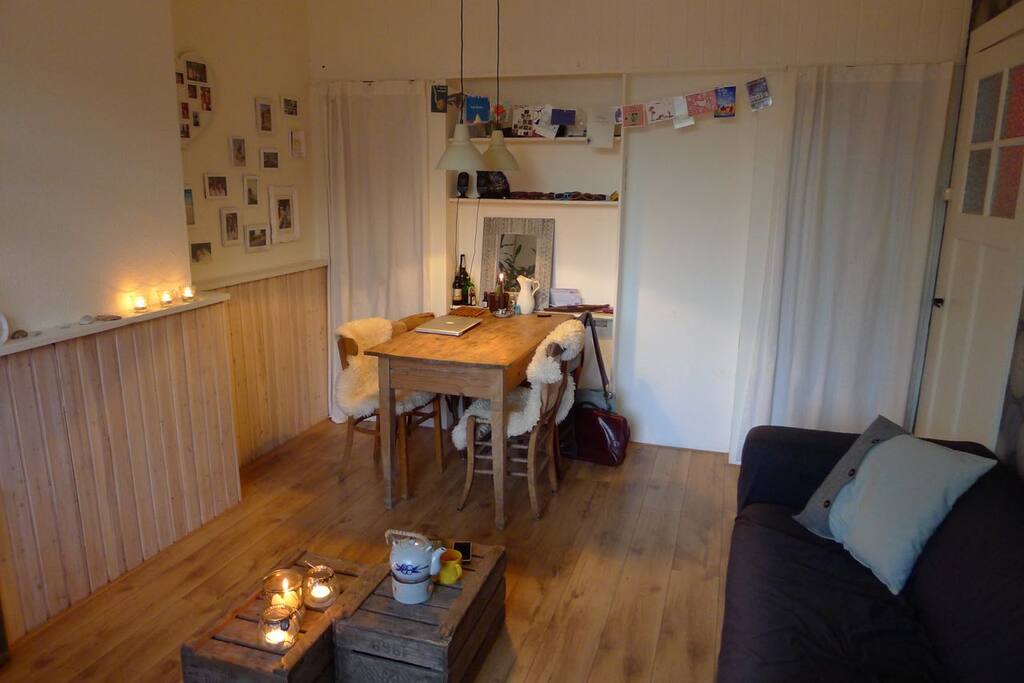 living room view on the dining table
