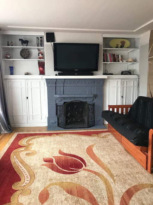 Living room with full sized futon