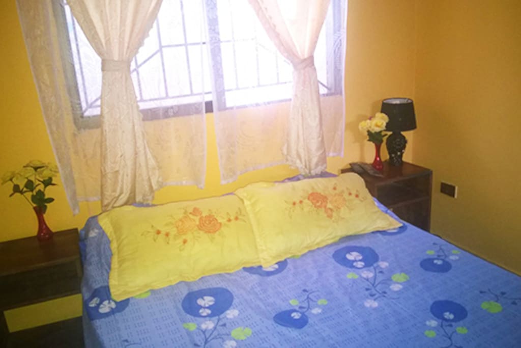 Bedroom with double bed.