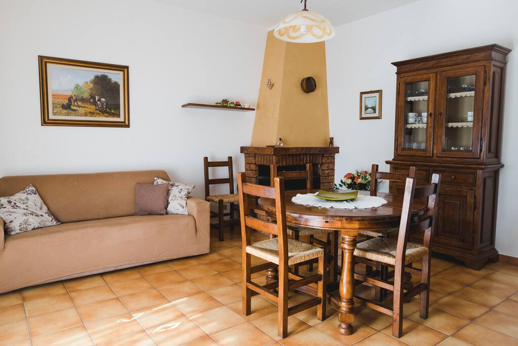 Living room with a double sofa bed