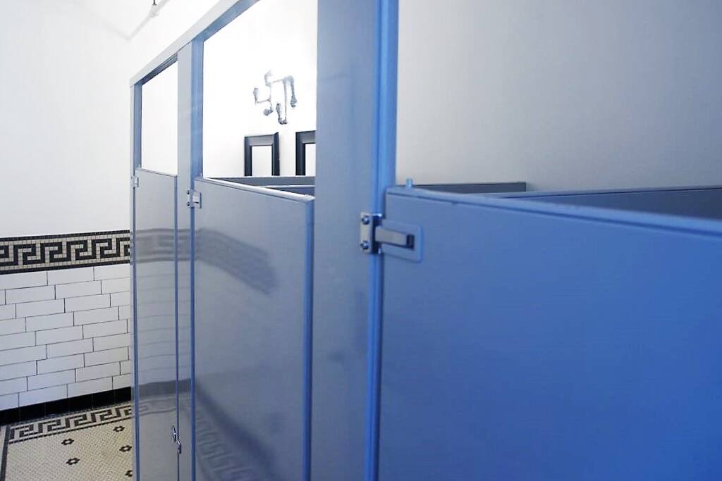 the communal bathroom is shared