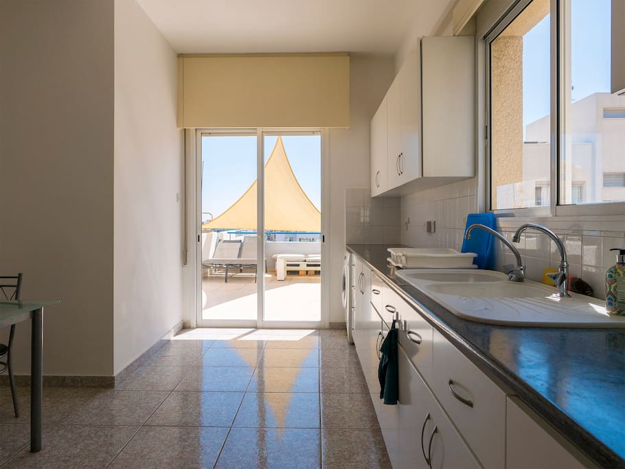 Full equipped kitchen with big terrace