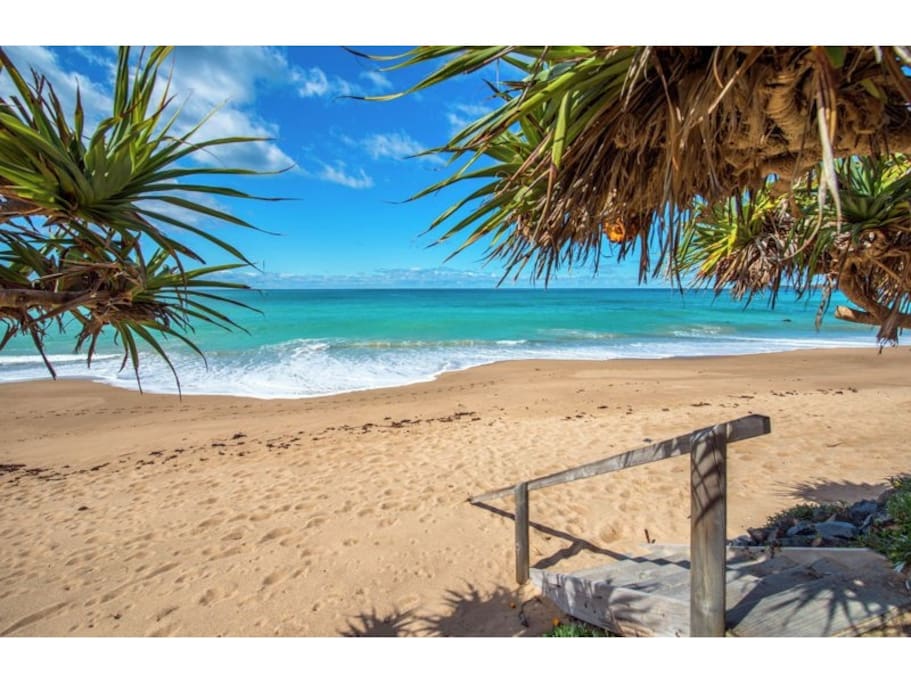 Steps directly onto the sand