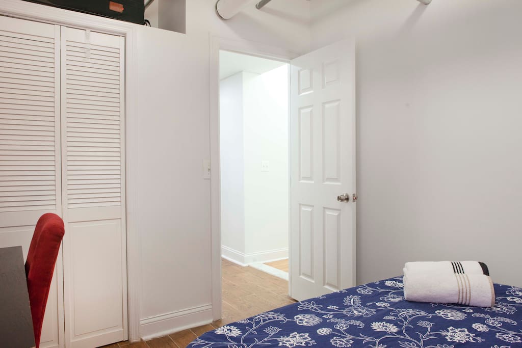 Your bedroom is furnished with a closet, hangers, working desk, chair, towels and fresh drinking water.