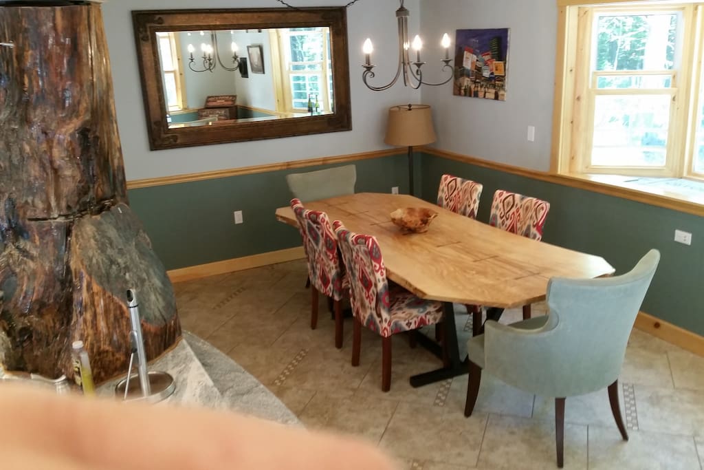 Table in open kitchen seats 12