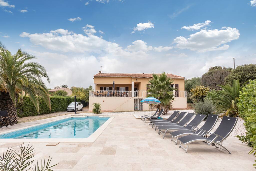 Approx 100 sqm of tiles around the pool. Good living...