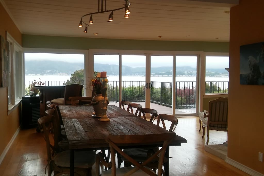 Enjoy the Panoramic Bay Views From the Provence Inspired Dining Room Table