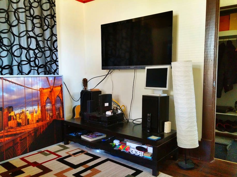 Large TV for use with hdmi cable for anyone who stays in this room