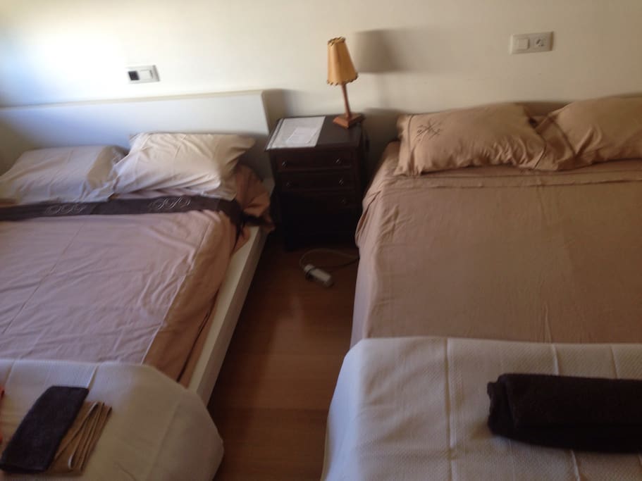 One bedroom with 2 large Beds
