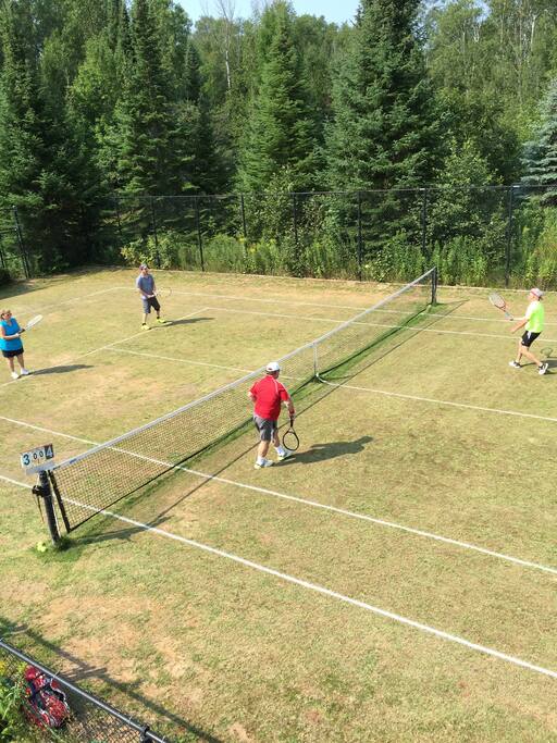 Grass Tennis court in front of home.